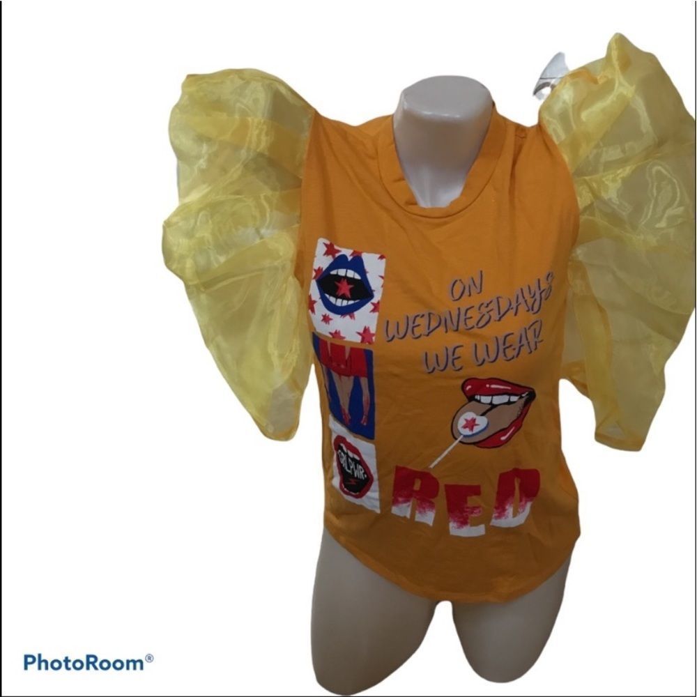 Yellow Ruffle Sleeve Top